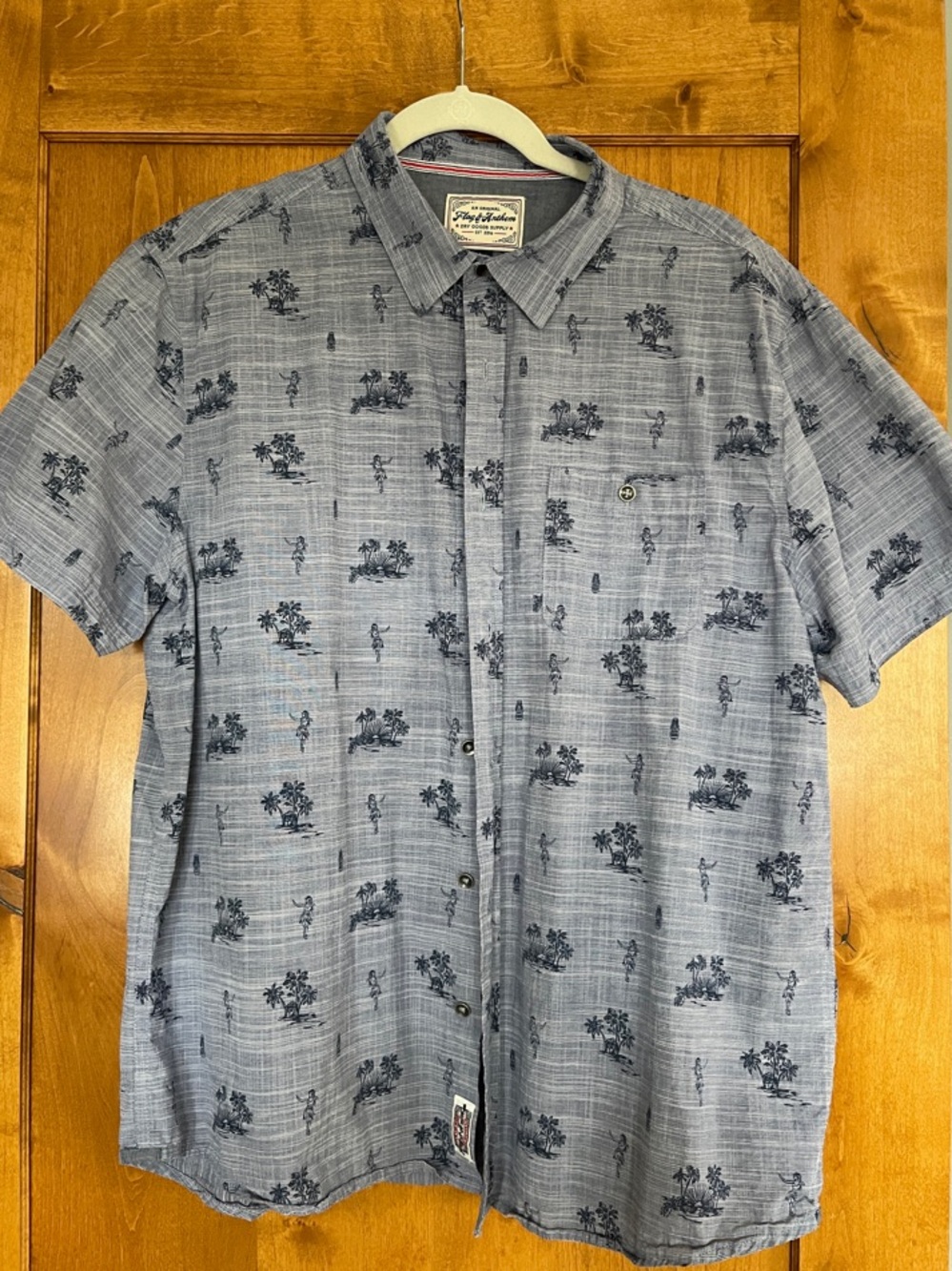 Casual Short-Sleeve Button-Down Shirt in Heather Blue by Flag & Anthem